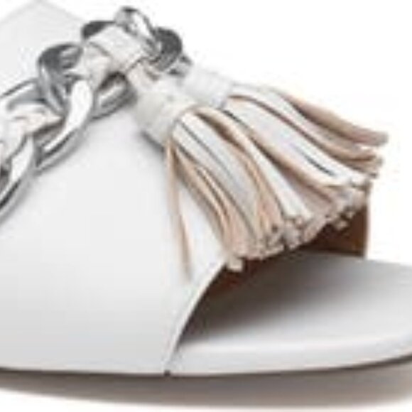 NEW JOHNSTON AND MURPHY Leather Lilly Chain Slide Sandals white 257 3M7 - Picture 3 of 8